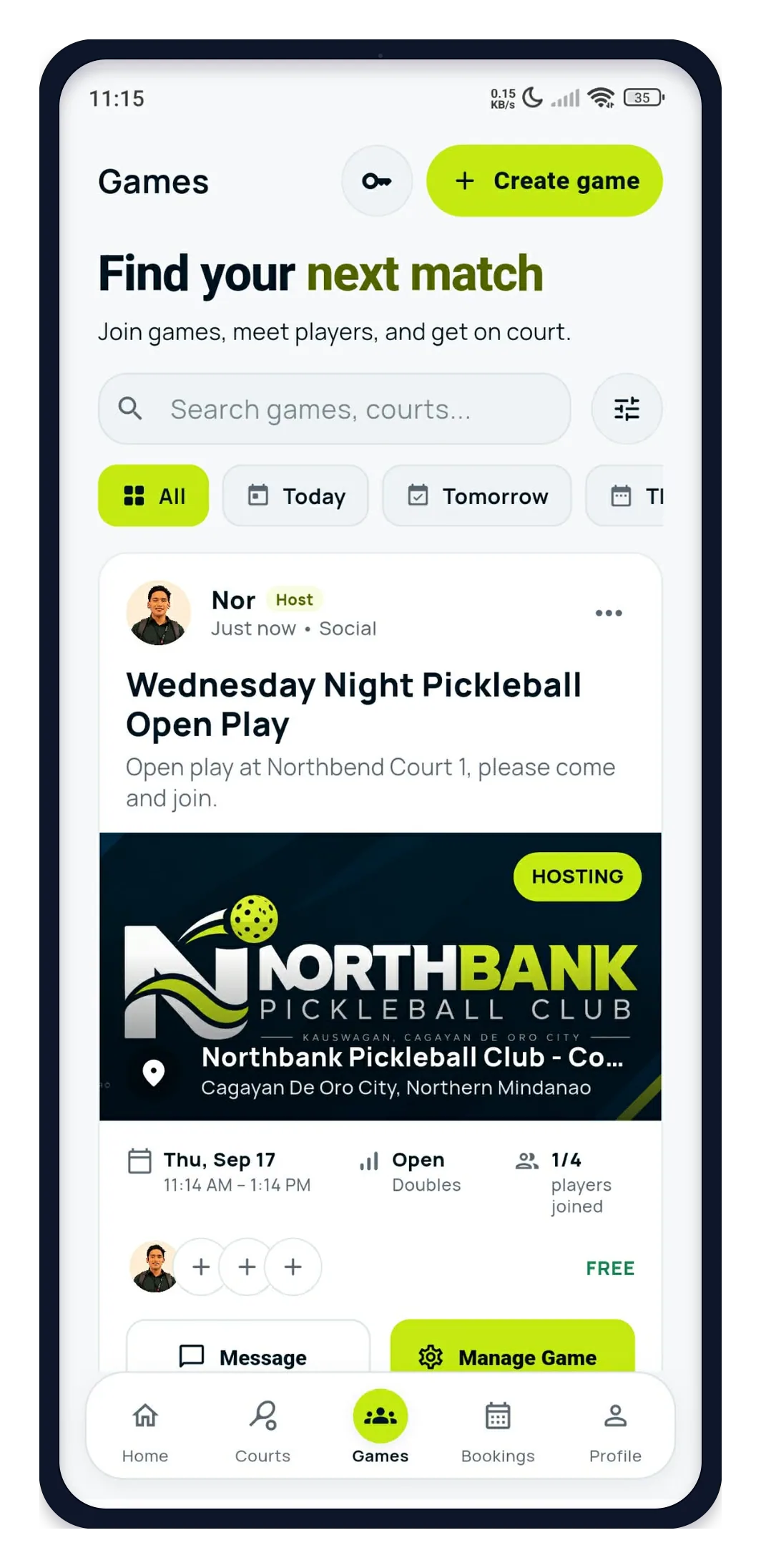 Discover pickleball games in DINK